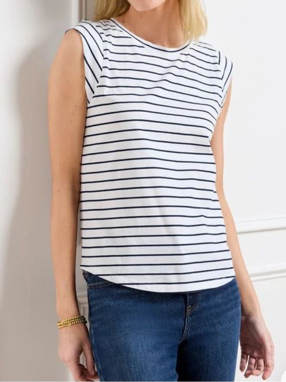 Talbots Black and White Striped Tee